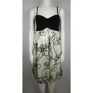 WOMEN'S BLACK & WHITE PRINT EMPIRE WAIST DRESS - LONDON TIMES - SIZE 8
